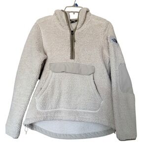 The North Face Womens Campshire Anorak 1/4 Zip Sherpa Fleece Hoodie Cream Small